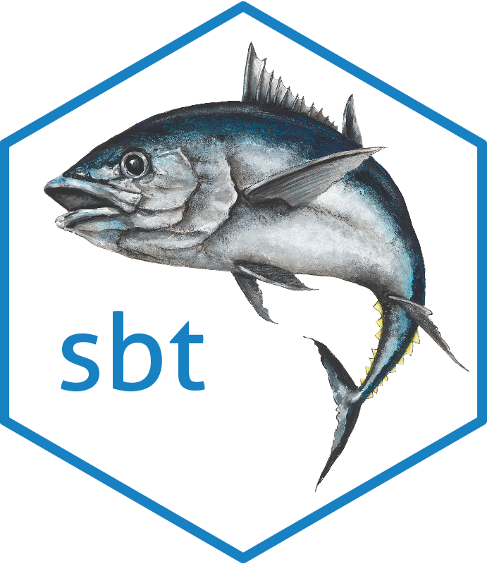SBT package hex sticker featuring a painted southern bluefin tuna